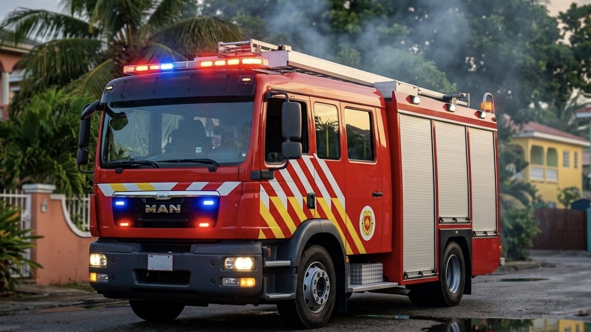 Illustratieve brandweerwagen